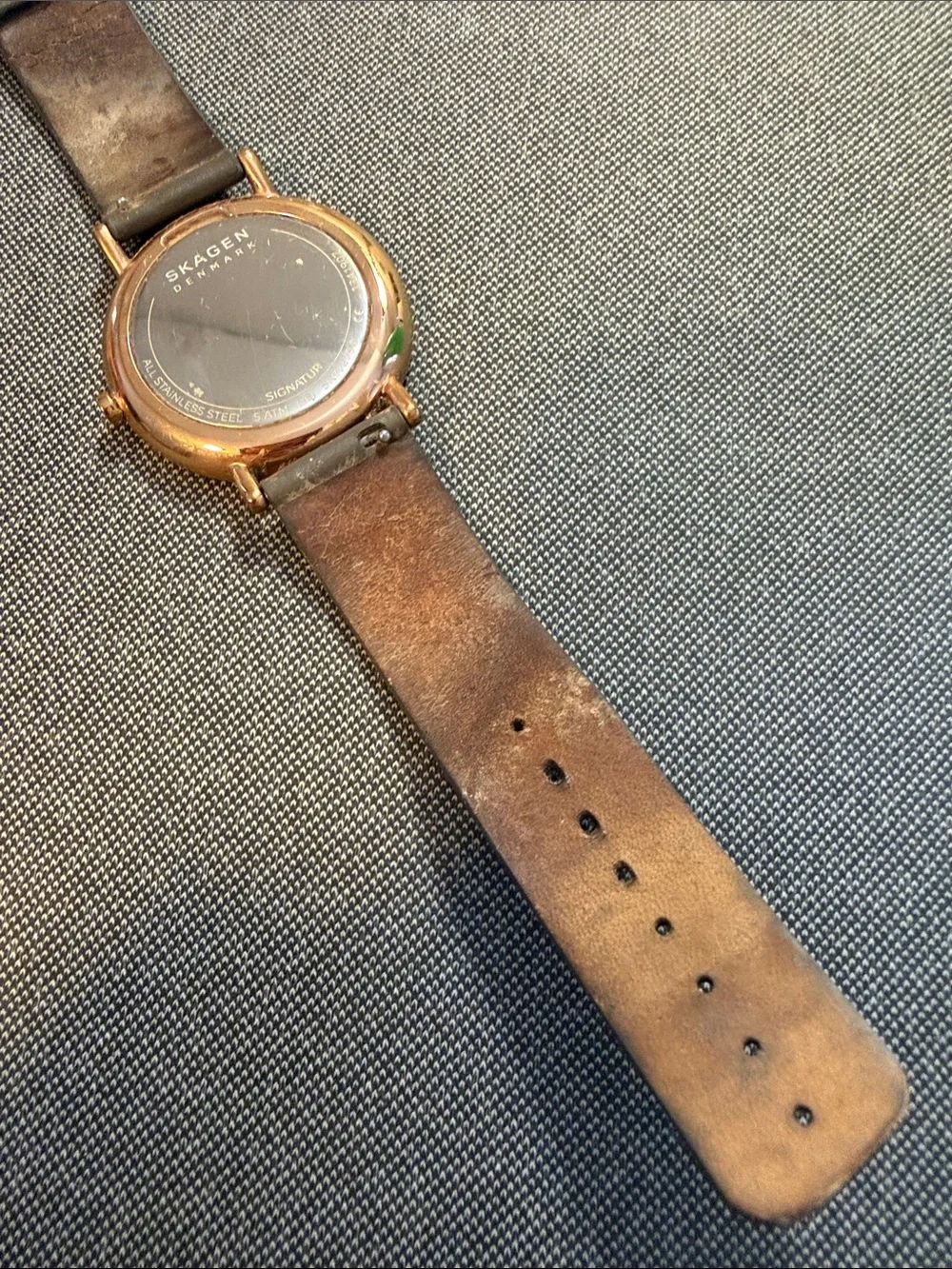 Skagen Dark Grey Dial Rose Gold Case Minimalist Men's Watch